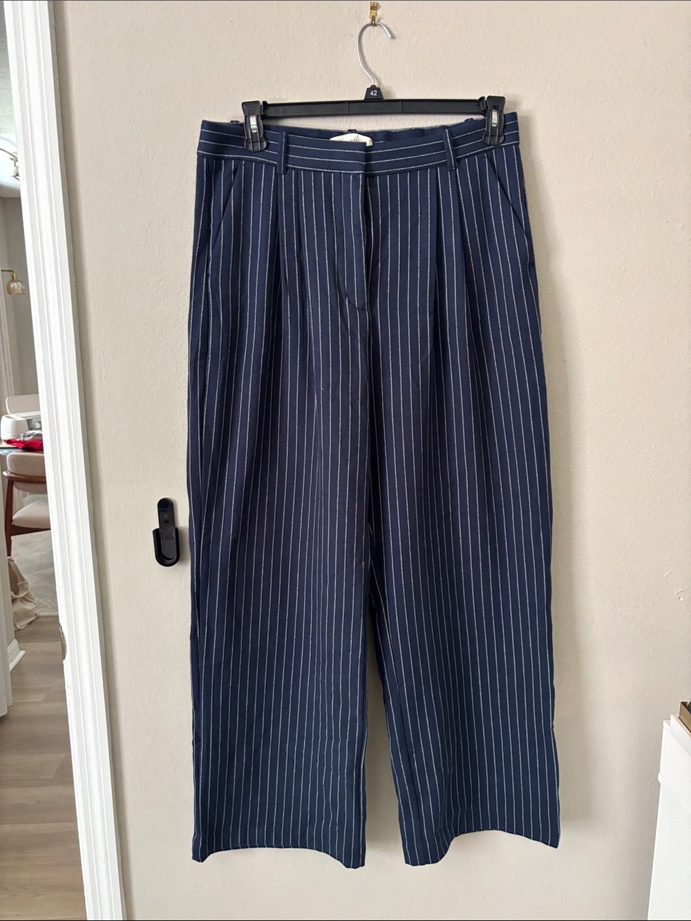Abercrombie & Fitch Navy Pinstripe Trousers